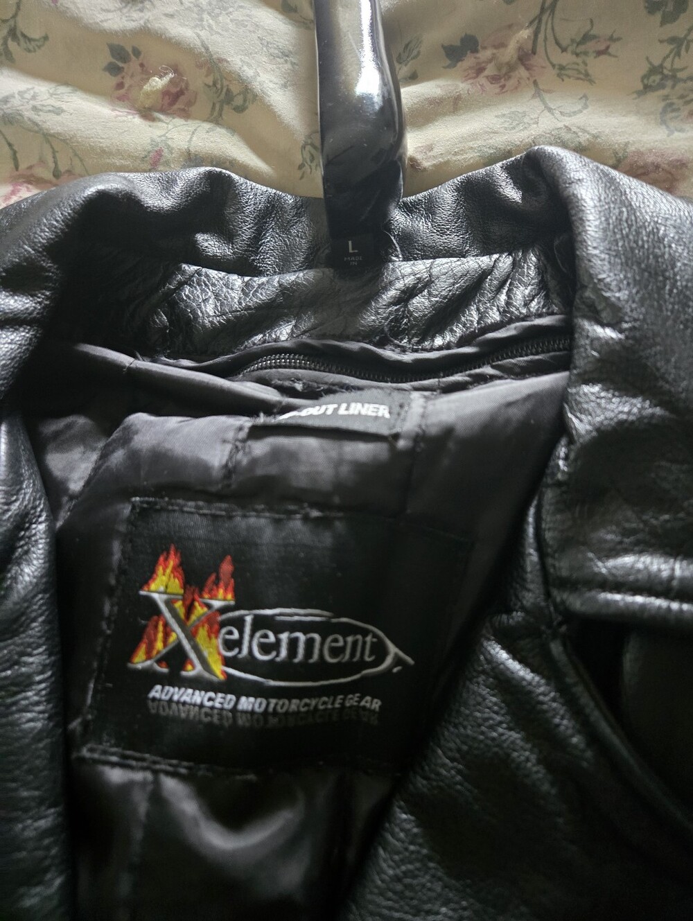Element Black Leather Bomber Jacket with Flame Logo